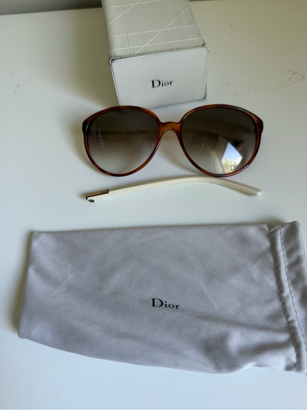 Christian Dior Vintage Glossy 1 Sunglasses FOR PARTS w/ Box Case